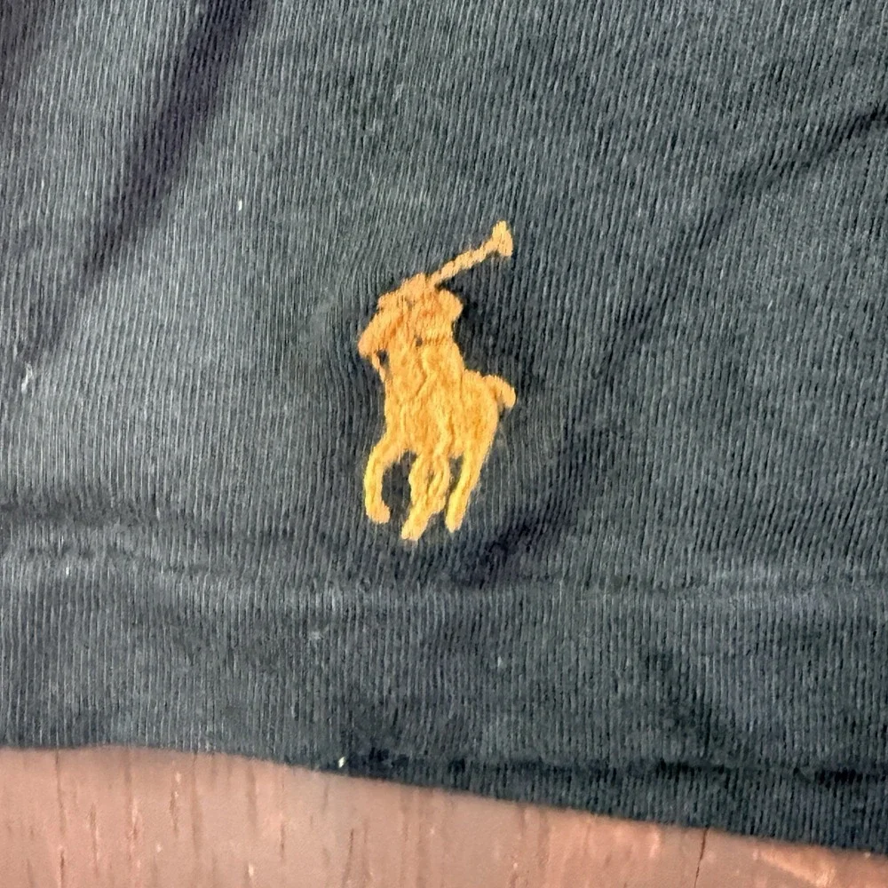 Polo Ralph Lauren Spell Out Vintage Logo Shirt Cotton Top Black Orange Mens‎ 2XB